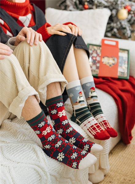 3 Pairs High Quality Cotton Novelty Funny Cartoon Christmas Socks Women Unisex New Year Couple Socks In Gift Box