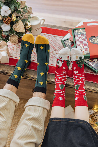 3 Pairs High Quality Cotton Novelty Funny Cartoon Christmas Socks Women Unisex New Year Couple Socks In Gift Box