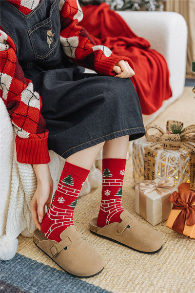 3 Pairs High Quality Cotton Novelty Funny Cartoon Christmas Socks Women Unisex New Year Couple Socks In Gift Box