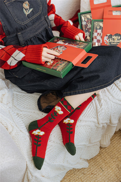 3 Pairs High Quality Cotton Novelty Funny Cartoon Christmas Socks Women Unisex New Year Couple Socks In Gift Box