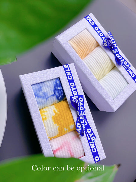 Socks female autumn and winter cotton socks tie-dye hanging dyed socks individual college wind