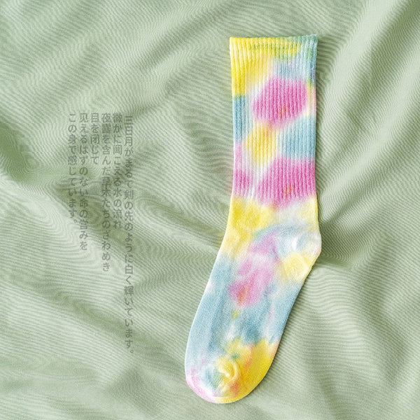 Casual Tie-dye Soft Cotton Athletic Crew Sock