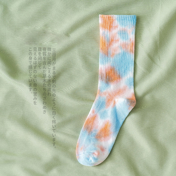 Casual Tie-dye Soft Cotton Athletic Crew Sock