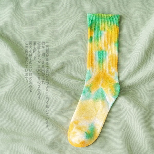 Casual Tie-dye Soft Cotton Athletic Crew Sock