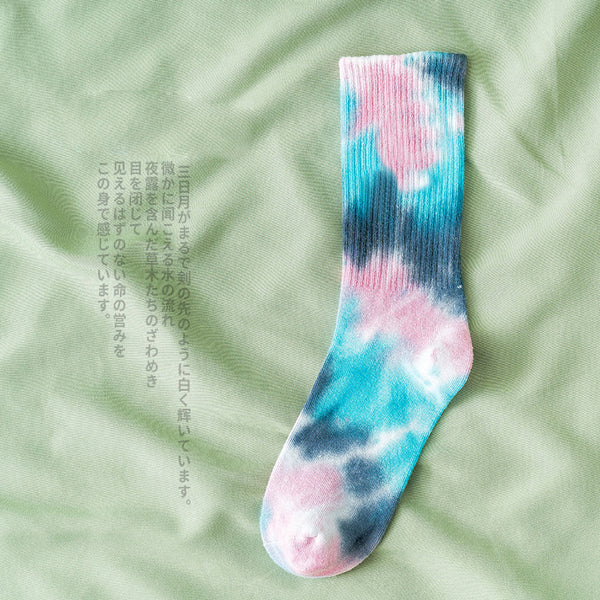 Casual Tie-dye Soft Cotton Athletic Crew Sock