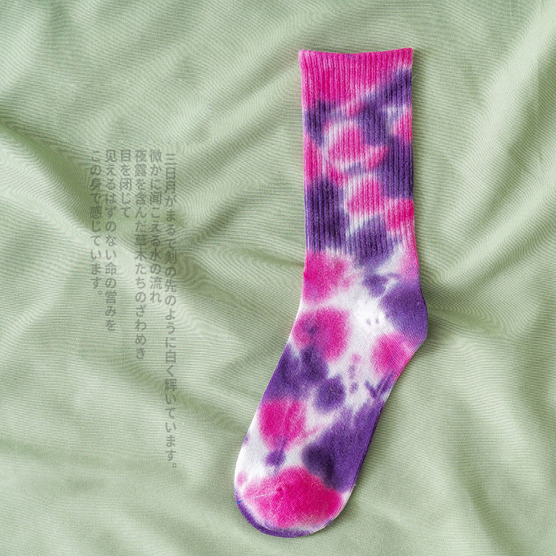 Casual Tie-dye Soft Cotton Athletic Crew Sock