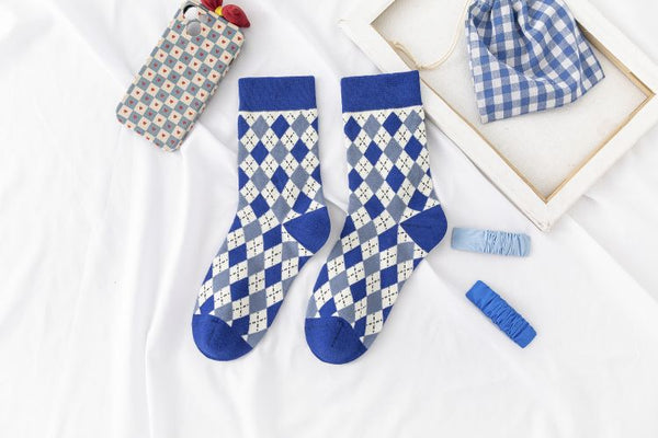 Diamond-shaped tube socks pure cotton socks