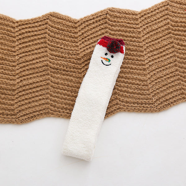 Fuzzy Cozy Fleece Red Santa Claus Design Over Knee Christmas Long Stocking Socks Women Winter