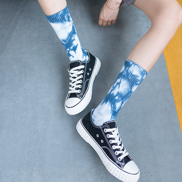 Tie-dye socks Adult mid-tube fashion hip hop color stockings