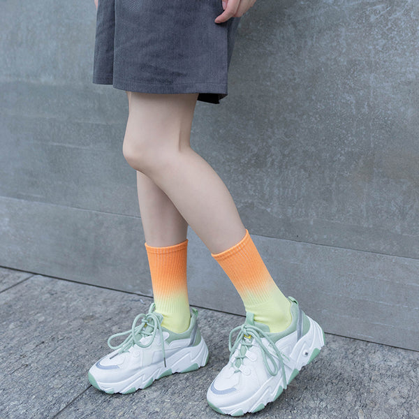 Socks female autumn and winter cotton socks tie-dye hanging dyed socks individual college wind