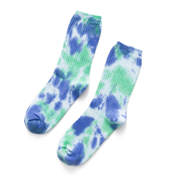 Men's and women's all-purpose casual tie dye soft cotton crew sock cushion fun sport socks
