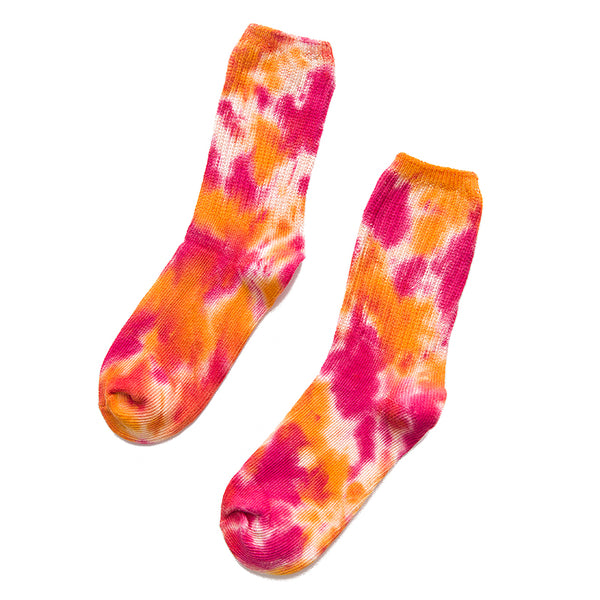 Men's and women's all-purpose casual tie dye soft cotton crew sock cushion fun sport socks