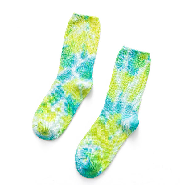 Men's and women's all-purpose casual tie dye soft cotton crew sock cushion fun sport socks