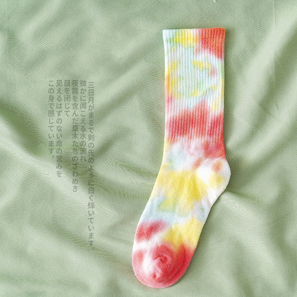 Casual Tie-dye Soft Cotton Athletic Crew Sock