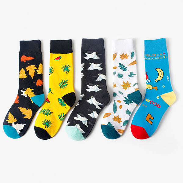 Novelty 5 Pairs   Packaging Fashion Funny Cotton Mens Designer Socks