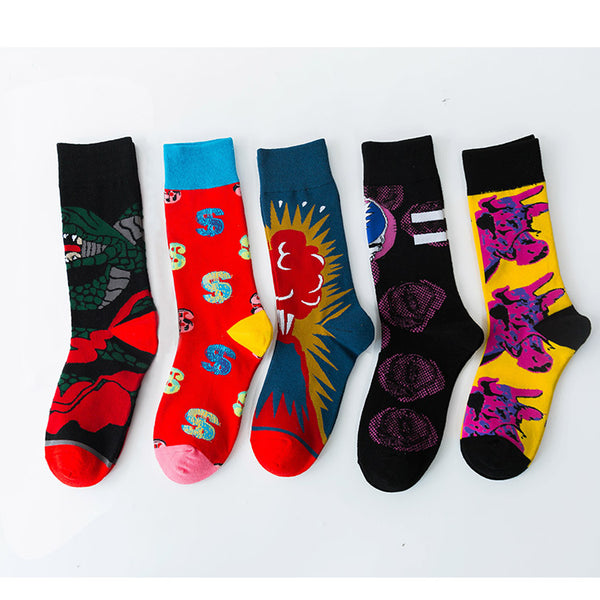 Novelty 5 Pairs   Packaging Fashion Funny Cotton Mens Designer Socks