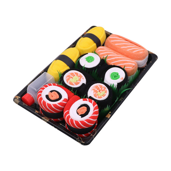 5 Pairs Fashion Unique Food Salmon Sushi Socks Box Women Unisex Trendy Funny Cotton Socks Set