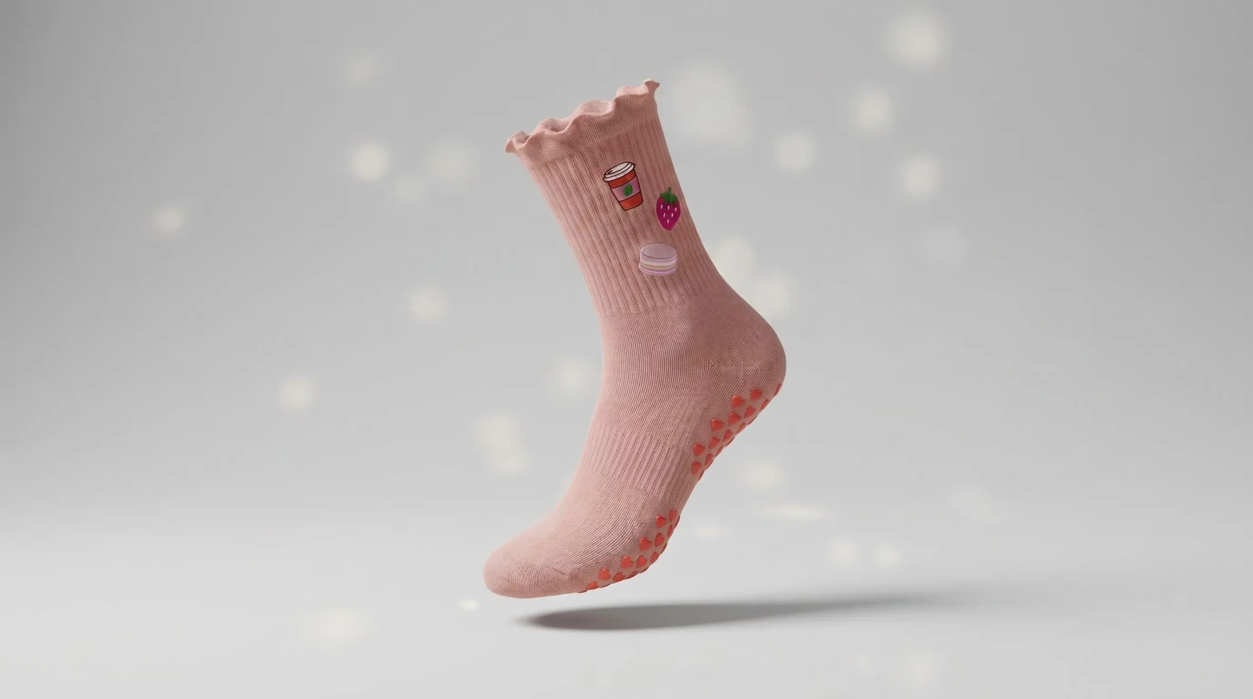 Logo Embroidery Ruffle Pilates Socks